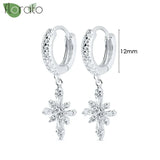 Sterling Silver Zircon Hoop Earrings for Women – Elegant Star & Heart Design
