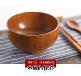 Cuenco japonés de madera maciza | Vajilla retro de madera de azufaifo para sopas y ensaladas
