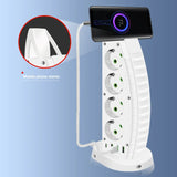 Tower Multi Power Strip with 4 Outlets, 1 Type-C & 3 USB Ports – 2m Extension Cable, Overload Protection