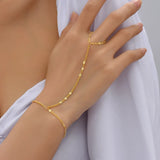 Boho Chain Bracelet with Finger Ring – Trendy Hand Jewelry for Women