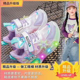 Girls' LED Light-Up Cartoon Sneakers – Breathable Anti-Slip Outdoor Casual Shoes