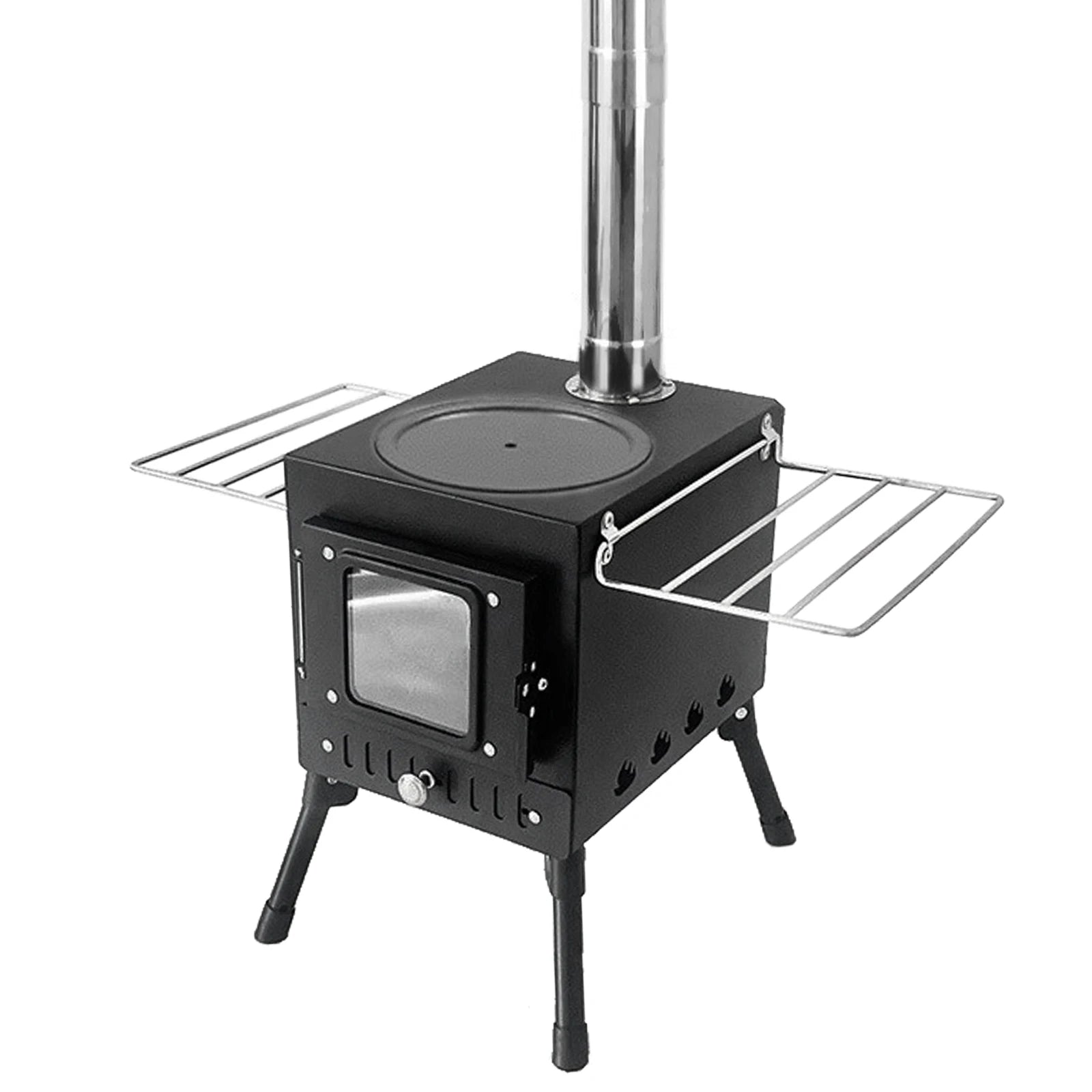 Foldable Stainless Steel Outdoor Firewood Stove with Fire-Viewing Window