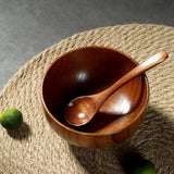 Cuenco japonés de madera maciza | Vajilla retro de madera de azufaifo para sopas y ensaladas