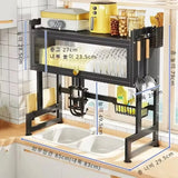 Adjustable Over-the-Sink Dish Drying Rack – Stainless Steel Storage Organizer