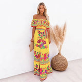 Women’s One-Shoulder Floral Print Swing Dress – Retro Summer A-Line Casual Dress