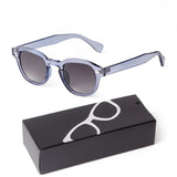 Gafas de sol redondas pequeñas con degradado azul de moda: gafas de sol cuadradas de diseño vintage con diseño de tortuga para hombres y mujeres