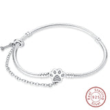 925 Sterling Silver Charm Bracelet for Women – Heart, Star, Moon & More