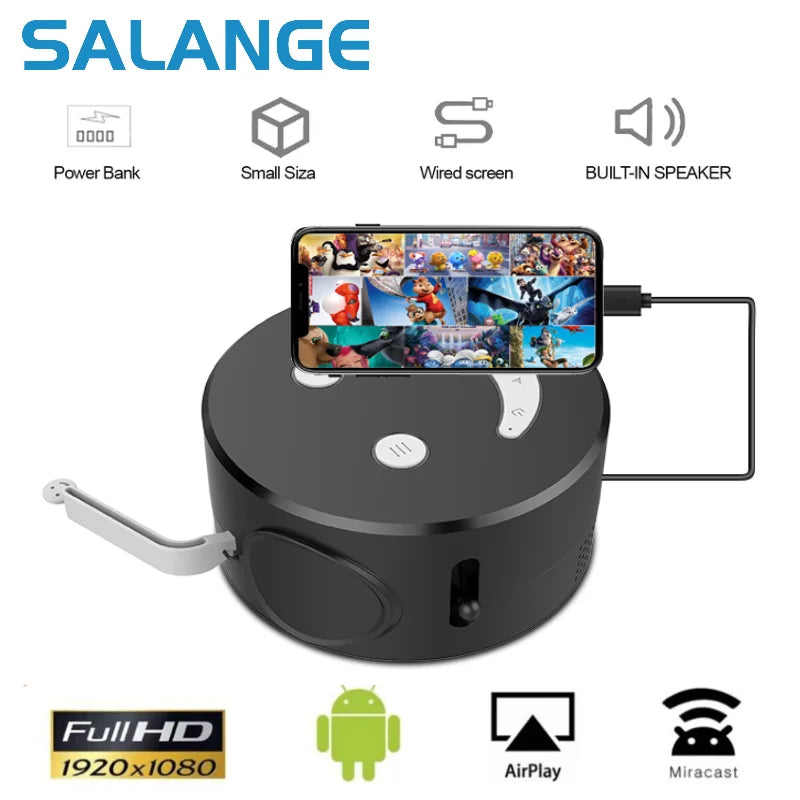 Portable Mini LED Projector - 1080P Support with 100