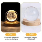 3D Galaxy Crystal Ball Lamp - Solar System Night Light with Wooden Base