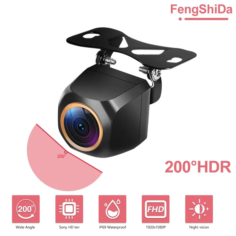 AHD 1080P Rear View Camera - 200° Fisheye Lens with Night Vision for Cars