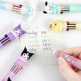 Sanrio 10-Color Ballpoint Pen – Cute Hello Kitty, Kuromi & Cinnamoroll Multicolor Pens for School & Office