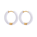 Stainless Steel Enamel Hoop Earrings for Women – Trendy Summer Style