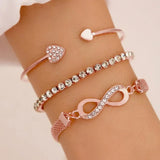Heart-Shaped Cubic Zirconia Charm Bracelet – Fashionable Fitness & Sleep Tracker for Women