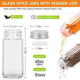 12 tarros de especias de vidrio con tapas de metal, salero, pimentero, recipientes para condimentos, organizador de especias, juego de tarros de especias de cocina de 120 ml