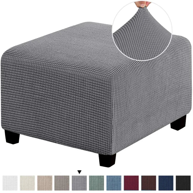 Stretch Jacquard Ottoman Cover – Waterproof Slipcover for Footrests & Stools