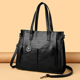 Women’s Vintage PU Leather Tote Bag – Large Capacity Zipper Handbag for Daily & Office Use