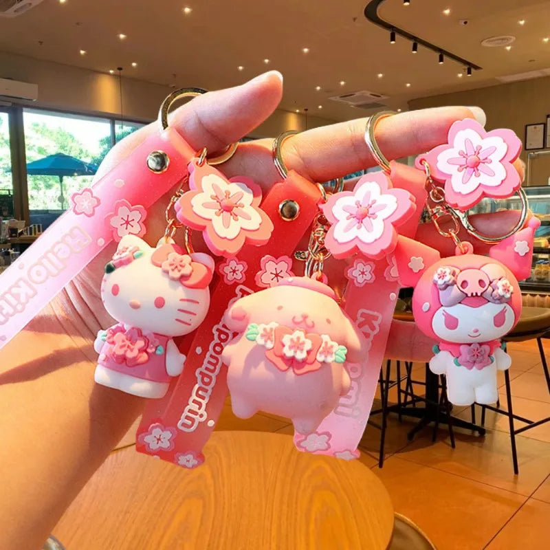 Sanrio Sakura Keychain - Hello Kitty & Kuromi PVC Keyring Collection