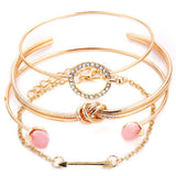 Bohemian Geometric Link Chain Bracelet with Lobster Claw Clasp for Women - Mood Tracker Jewelry