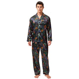 Men’s Silk Pajama Set – Full Sleeve Luxury Loungewear with Button Closure and Elastic Waist