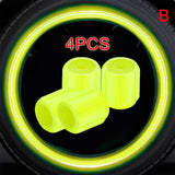 Glow in  the Dark Tire Valve Caps  Fluorescent Stem Covers for Cars Motorcycles & Bicycles