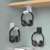 Soporte de pared universal para auriculares: colgador de plástico adhesivo para debajo del escritorio para juegos, auriculares y cascos