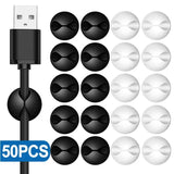 5/50 unidades de mini organizadores de cables con clips para cables de carga USB, organizadores de escritorio, protectores de cables para el hogar, la oficina y el coche
