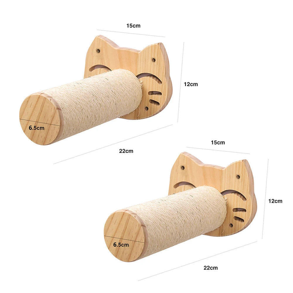 Wall-Mounted Cat Shelf with Hammock – Wooden Climbing Perch and Scratching Post for Indoor Cats
