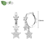 Sterling Silver Zircon Hoop Earrings for Women – Elegant Star & Heart Design
