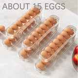 2-Tier Automatic Egg Dispenser for Refrigerator – Rolling Fridge Egg Organizer with Ladder Design