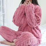 Women's 2-Piece Velvet Fleece Set | Warm Pullover & Pants Loungewear