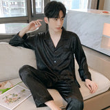 Men’s Silk Satin Pajama Set – Lightweight Luxury Sleepwear with Turn-Down Collar