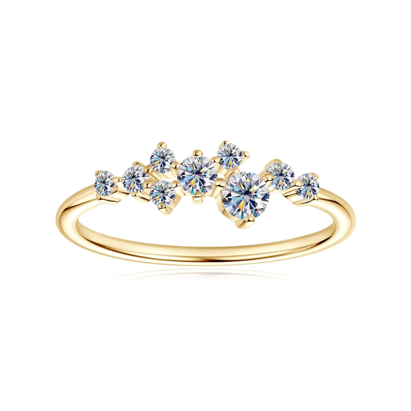 Round Moissanite Wedding Ring – 925 Sterling Silver Stackable Band with GRA Certificate