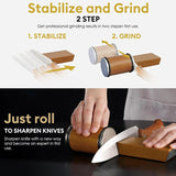 Rolling Knife Sharpener with Magnetic Base – 15° & 20° Angle Guide and Diamond Sharpening Stone