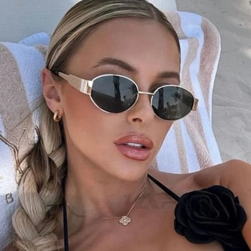 Retro Oval UV400 Sunglasses for Men & Women – Classic Metal Frame Fashion Eyewear