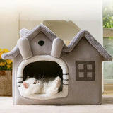 Foldable Winter Pet House – Warm Kennel Bed for Small & Medium Dogs and Cats