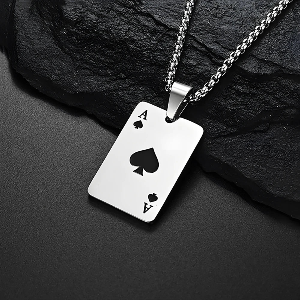 Unisex Hip Hop Square Pendant Necklace – Stainless Steel Streetwear Jewelry
