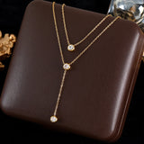 316L Stainless Steel Clover Necklace for Women - Elegant Zircon Flower Pendant Chain