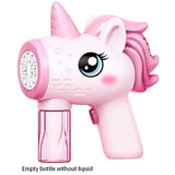 Unicorn Bubble Gun for Kids - Automatic Bubble Blower with LED Lights & 360° Leak-Proof Design