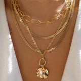 Collar vintage de varios estilos en color dorado nuevo para mujer, conjunto de collares con colgante de cristal multicapa de estilo bohemio y moderno, regalos de joyería