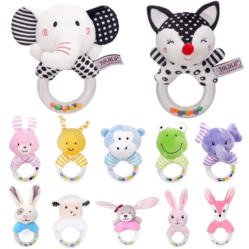 Plush Elephant Baby Rattle Toy – Soft Teether & Musical Hand Bell for Newborns
