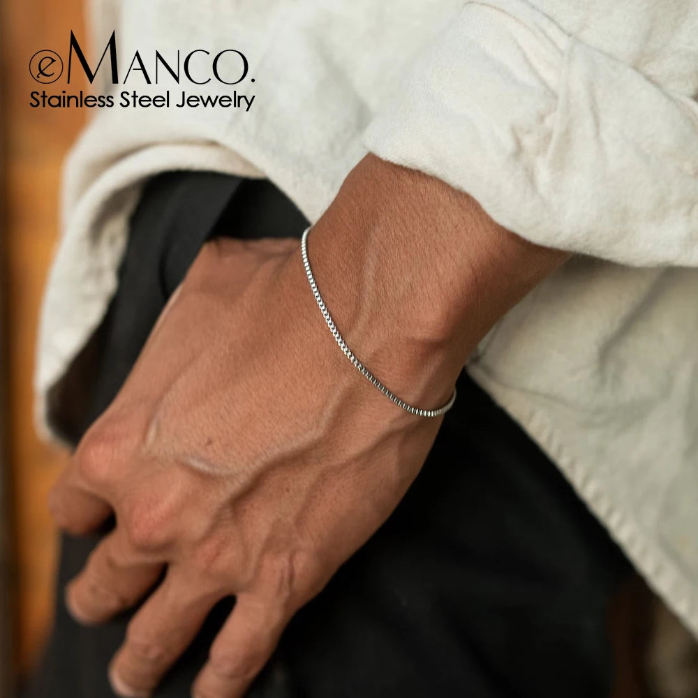 Elegante pulsera de cadena de acero inoxidable: joyería clásica y atemporal para mujeres