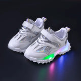 Unisex LED Light-Up Sneakers for Kids – Hook & Loop Spring Shoes (Ages 4–6)