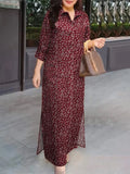Casual Cotton Ankle-Length Sundress for Women - Spring Summer Turn-Down Collar