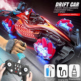 Coche acrobático teledirigido con control por gestos JJRC Q186: control dual, luz de pulverización y giros de 360°