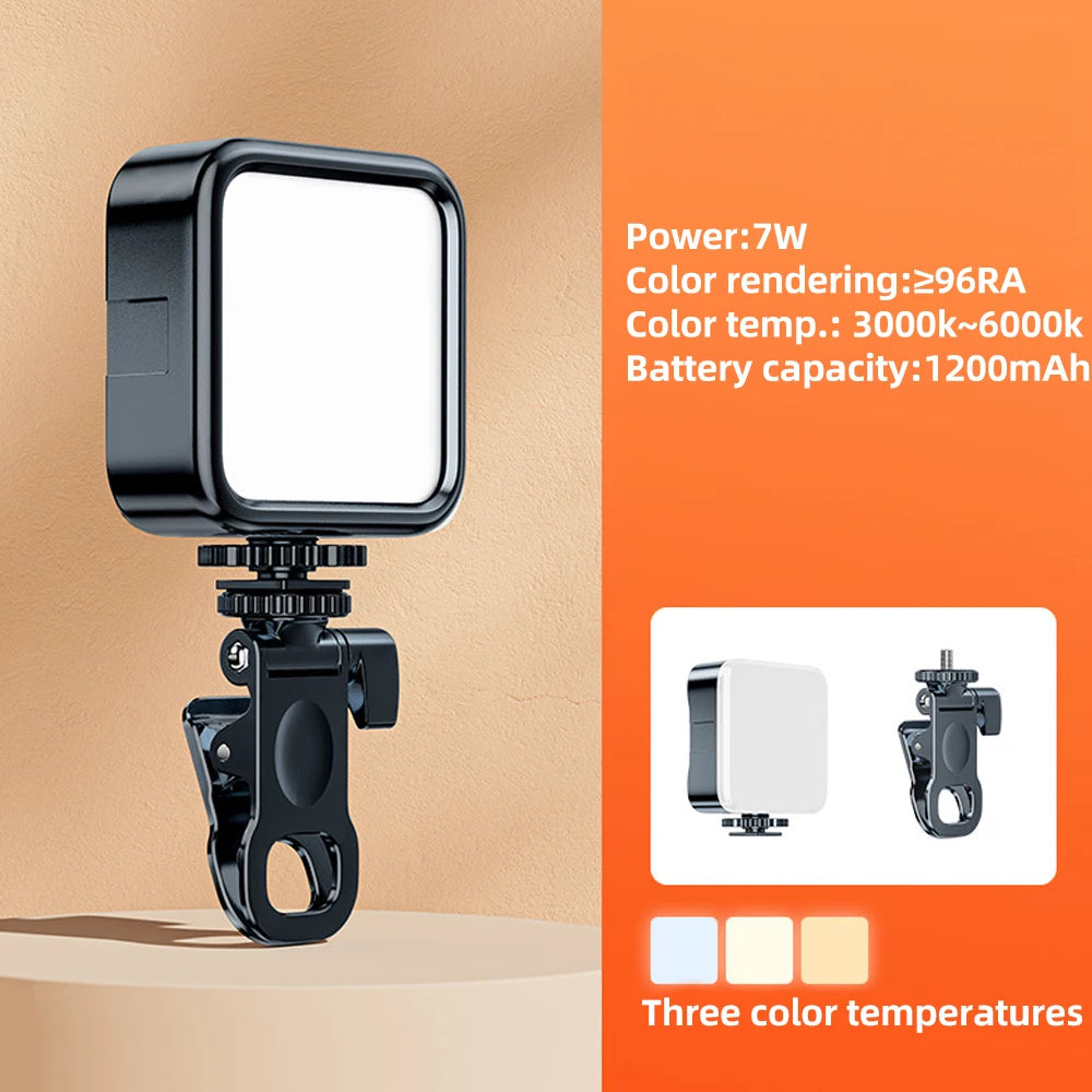 Anillo de luz LED portátil para selfies: luz de relleno con clip para teléfonos, computadoras portátiles y fotografía