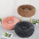 Plush Round Pet Bed - Winter Warm Cat & Dog Nest with Removable Cushion