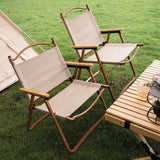Foldable Carbon Steel Camping Chair with Oxford Fabric and Wooden Armrests
