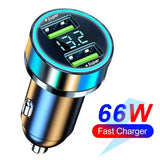 Car Charger Adapter with Digital Display – 4 USB + 2 PD Fast Charging Ports