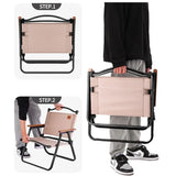 Foldable Carbon Steel Camping Chair with Oxford Fabric and Wooden Armrests