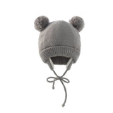 Conjunto de gorro y guantes de invierno para bebé: gorro de punto polar cálido con protección para los oídos para niños y niñas